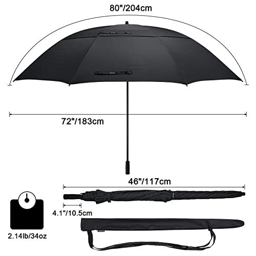 G4Free 80 Inch Huge Large Oversize Golf Umbrella Double Canopy Vented Windproof Stick Umbrellas, 6.6 Ft Heavy Duty Outdoor Doorman Umbrella Family Umbrella(Black) #TOP2