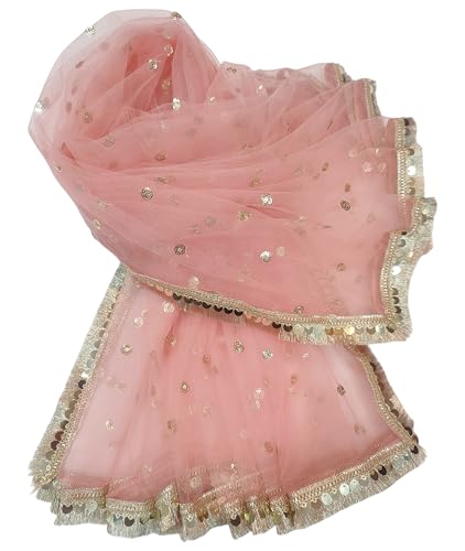 Image of Navti Creations Women's Lightweight Net Dupatta With Sequence Embroidery & Kiran Border (Length 2.25m)