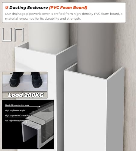 Cubiertas de tubería para tuberías de agua, recinto rectangular para extractor de pared y tubos de lavabo de baño, fácil de cortar e instalar