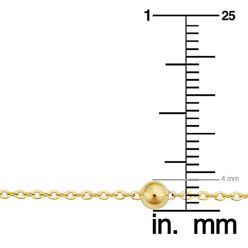 14k Yellow Gold Filled 4 mm Ball Station Satellite Necklace for Women (16, 18, 20, 24 or 30 inch)4