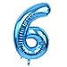 40 Inch Blue Large Numbers Balloon 0-9(Zero-Nine) Birthday Party Decorations,Foil Mylar Big Number Balloon Digital 6 for Birthday Party,Wedding, Bridal Shower Engagement Photo Shoot, Anniversary