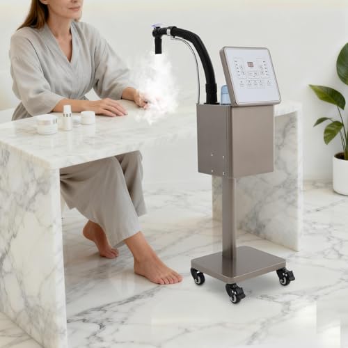 Image of Nano Hair Steamer, 1600W Professional Micro-Mist Hair Steamer for Deep Hair Care, Standing Salon Care Temperature Mist Intensity Adjustable for Hair Repair Salon Spa (Golden)