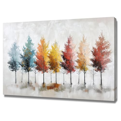 Tableau decoration murale moderne 50x70cm peinture abstraite arbre encadrée WODJEM