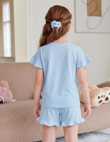 Image of Arshiner Girls Pajamas Ruffle Short Sets Cute Sleepwear Soft Kids Pjs