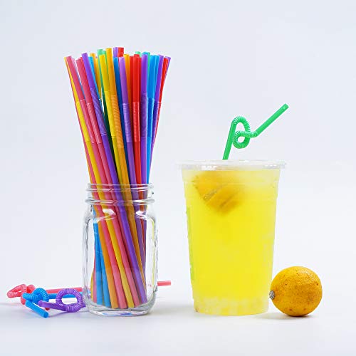 200 pcs colorful plastic long flexible straws0233939 diameter and 10234 long