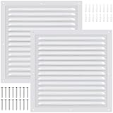 2 Pcs 12" x 12" Gable Vent Shed Attic Vent with Screen Mesh Square Metal Vent Covers Vent Grille for Exterior Door House Attic Garage Ceiling, Boost Ventilation and Guard Against Moisture (White)
