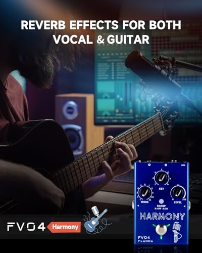 Image of FLAMMA FV04 Vocal Harmony Pedal Vocal Effects Processor Stompbox Voice Mic Harmonizer with Reverb 12 Pitches with 11 Different Harmony Modes All-In-One for Singer and Guirist Singing Recording