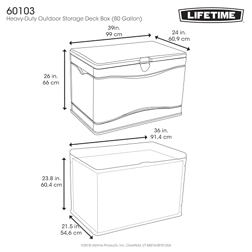 LIFETIME 60103 Deck Storage Box, 80 Gallon, Desert Sand/Brown
