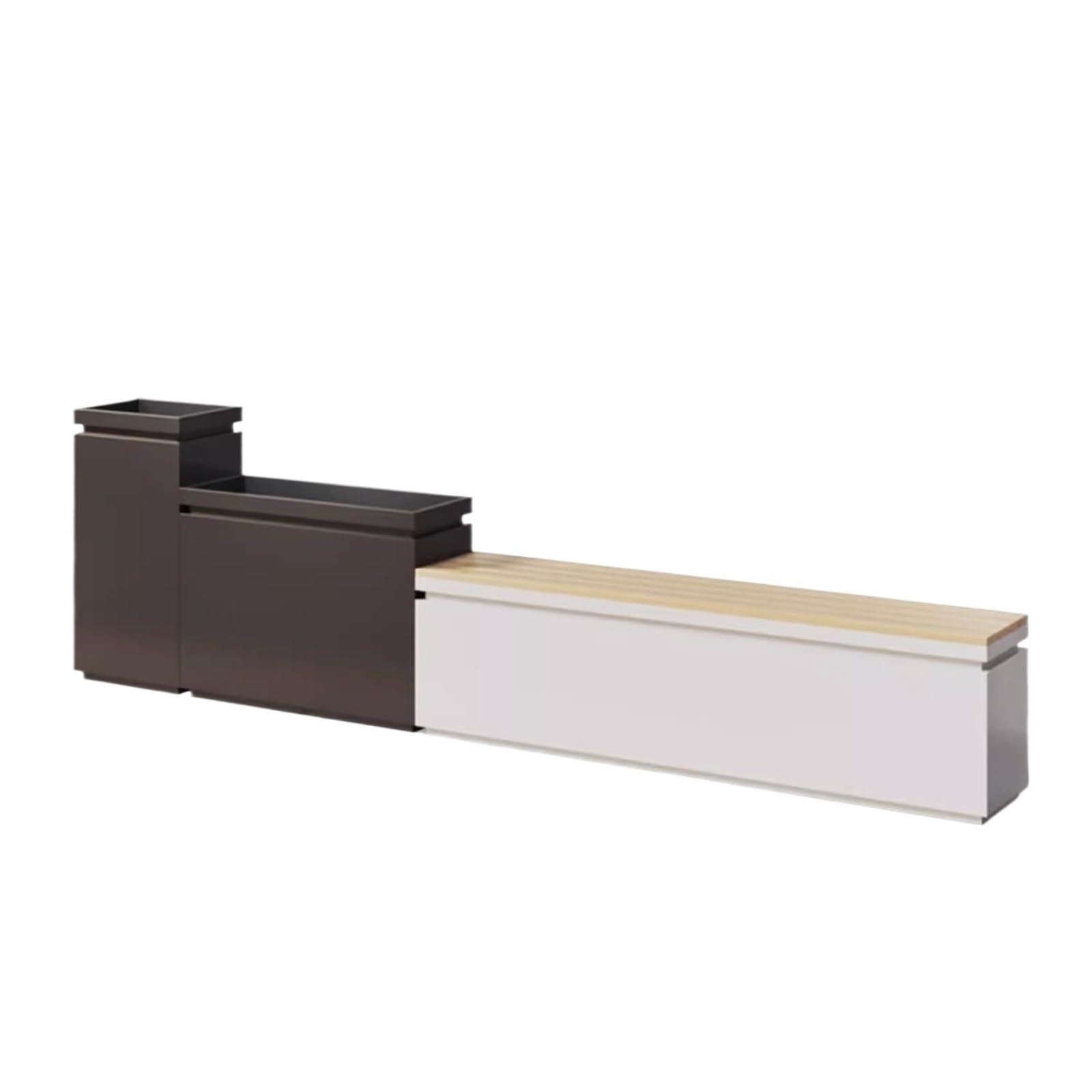 QINGGANG-0224 Garden Trough Planters Planter Box with Bench Seat Outdoor Combined Splicable