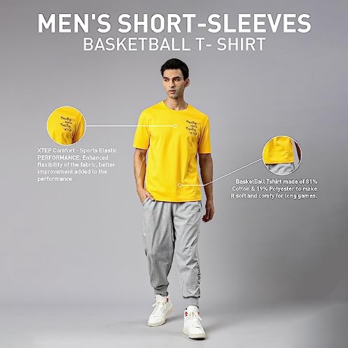 Image of XTEP Playing Big XBALL Series, Enhanced Sports Performance, Crew Neck, Loose Fit, Superior Comfort, Cotton + Polyester, Short Sleeve, Basketball T-Shirt for Men