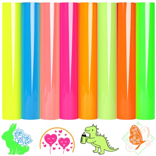 WRAPXPERT Neon HTV Heat Transfer Vinyl Assorted Sheets 12x10In Green, Pink Neon Iron on Vinyl for T-Shirts
