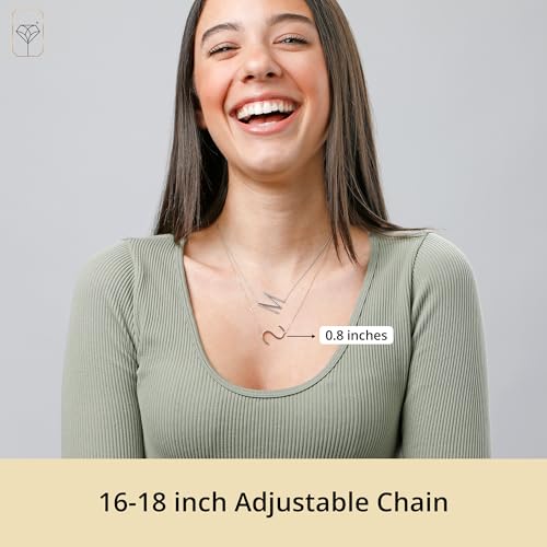 MAX + STONE 14k Gold Plated Sterling Silver Large Sideways Block Initial Letter Pendant Necklace for Woman with 16 Inches to 18 Inches Adjustable Chain and Spring Ring Clasp4