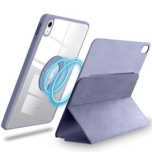 Image of Amazon Basics Magnetic Case Cover for Apple iPad Air 5Th /4th Generation 10.9 Inch with Trifold Stand Detachable Case, Transparent Back, Soft Sides, Auto Sleep /Wake Case, Pencil Holder- Lavender