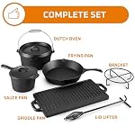 Bruntmor Camping Cooking Set Of 7. Pre Seasoned Cast Iron Pots And Pans Dutch Oven With Lids For Outdoor Comefire. Grill Cookware Skillet Sets With Storage Box - Image 3