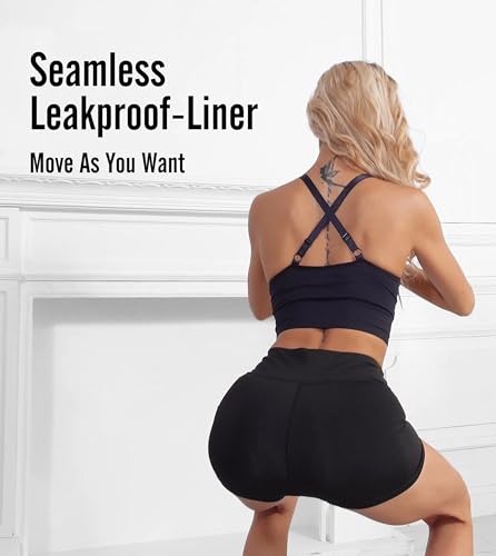 KEECOW 2 Pack High Waist Period Athletic Shorts for Women, Leak-Proof, Heavy Flow, Yoga, Running, Gym, Sports4