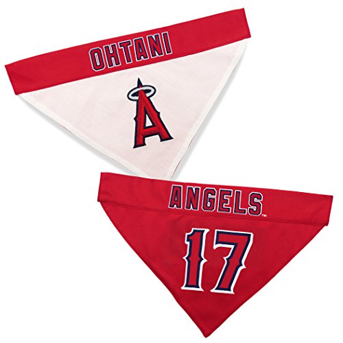 Image of MLBPA Reversible Dog Bandana - SHOHEI OHTANI #17 Pet Bandana - MLB Los Angeles Angels Home & Away Bandanna, Small /Medium