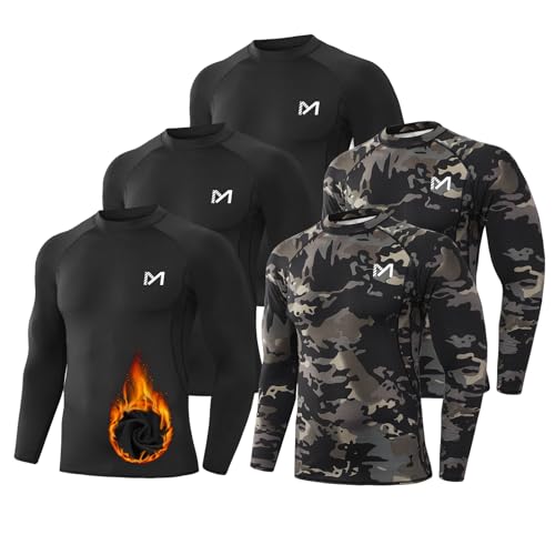 MEETWEE Men's 4/5 Pack Thermal Compression Shirts Long Sleeve Fleece Lined Base Layer Top Winter Workout Gear Undershirt