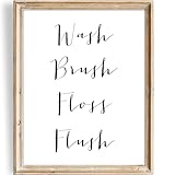 Bathroom Decor Wash Brush Floss Flush Art Print - Unframed - 8x10