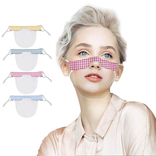 Preisvergleich Produktbild 99native 4 Transparente Offene Mundschild,Kunststoff Mundschutz Schilder Shield Gesichtsschild,Kunststoff Visier Gesichtsschutz,Face Visier Schutzvisier für Hotel Restaurant Küche Koch (4PC)