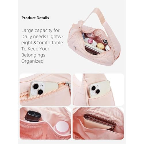 Puffer Crescent Shoulder Bag for Women,Small Puffer Bag,Nylon Quilted Shoulder Purses with Adjustable Strap 6