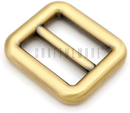CRAFTMEMORE 6pcs Metal Slide Buckle Bag Belt Strap Keeper Slider Triglide Strap Adjuster Purse Making Accessories SCSL (3/4 Inch, Brushed Brass) - Image 3