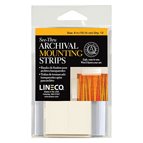 Lineco See-Thru Polyester Mounting Strips, Hingeless Mount Artwork to Mats, Sturdy for Prints...