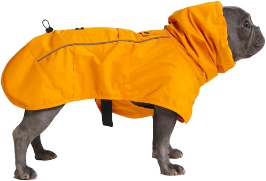 Regenjacke Für Hunde - Wasserdichter Mantel Mit Kapuze Gelb