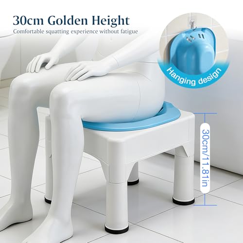 Sitzbadewanne für Toilette Erwachsene – Tragbares Sitzbad mit Hocker & Spülfunktion, Abnehmbar für Hämorrhoiden Behandlung & Wochenbettpflege