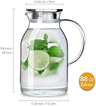 88oz Glass Pitcher with Lid and Spout - High Heat Resistance for Hot/Cold Water & Iced Tea (2.6L)