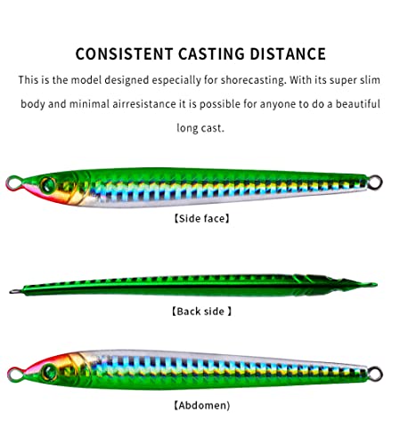 Proaovao 5Pcs Jigging Lures Spoon Fishing Lures Glow Lead Jig Long Casting Fishing Bait With Mustad Hooks For Freshwater Saltwater Bass Trout Perch Pike Walleye (Yw9528- 3.74'' 0.99Oz) #TOP2