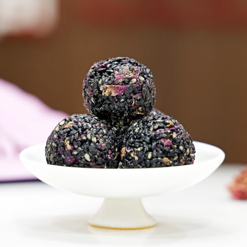 Organic Rose Black Sesame Balls Snacks Specially Added Natural Heavy Petal Rose Pure Honey Handmade Black Sesame Pills Plant Protein Sources Vegan Snacks - image 3