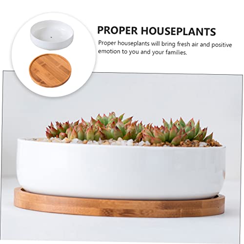 Yardwe Ceramic Bamboo Flower Pot White Plant Pots Desk Topper Small Containers Window Planter Mini Ceramic Planter Small Ceramic Planter Garden Plant Pot Garden Flowerpot Planting Pot Set #TOP1