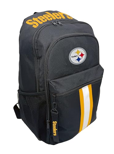 Image of NFL Pittsburgh Steelers Backpack - Triple Stripe Wordmark Design with Keychain
