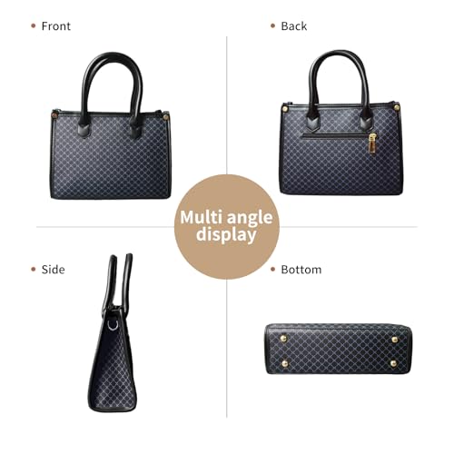 Tigpoy 3pcs Purses and Handbags Set for Women, Top-Handle Tote, Satchel Shoulder Bag & Matching Wallet, Vegan Leather Crossbody Hobo Bag (Black)