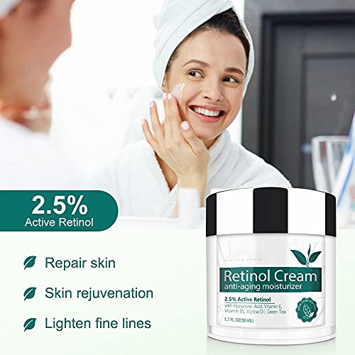 IFUDOIT Retinol Cream for Face, Face Moisturizer with 2.5% Retinol, Hyaluronic Acid, Day and Night Anti-Aging Moisturizing Cream for Women and Men, for All Skin Types
