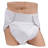 LeakMaster Adult Sized Contoured All in One Cloth Diapers - Hourglass Shaped Multi-Layered Cotton Gauze Interior with PUL Waterproof Outer Moisture Barrier - Medium (Fits 32-36 Inch Waists)