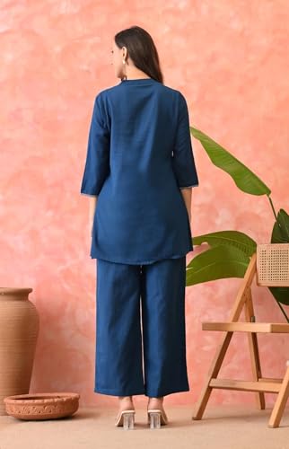 Image of Asmeriyo Women Embroidery Co Ord Set with Side Pocket | Women 2 Pic Kurta Set I Fancy Kurta Set | Stylish Kurti Outfit | Co-Ordination Wear | Festive and Casual wear (211-C-D-19-02)