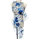 Produkttyp: Patches ZYING Blaue bestickte Blüten Blätter Zweig Appliques Stoff Brautkleid Spitze Trims Kragen Mesh Nähen Patch Für Kleid DIY Dekoration