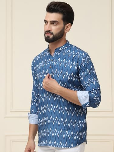Image of SOJANYA (Since 1958, Men's Pure Cotton Printed ONLY Short Kurta
