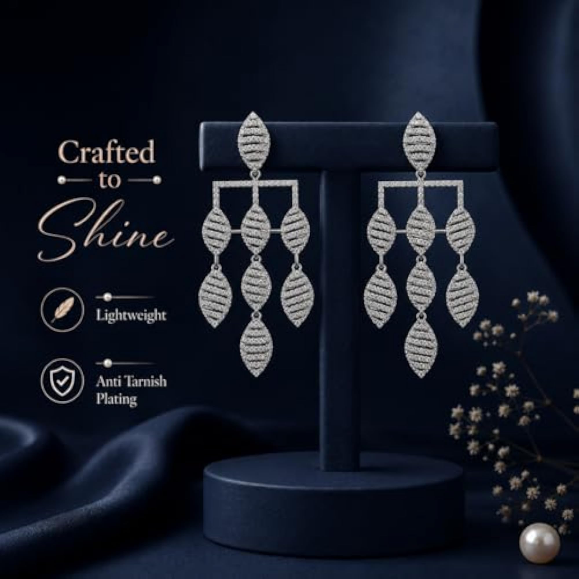 Women's Stylish American Diamond Drop Earrings, Premium Crystal Dangler