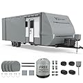VIGORVAN RV Cover, Upgraded Super Thick Travel Trailer Cover Fits 27'1''-30', Heavy Duty Camper Cover with Jack Cover & Tire Covers & Gutter Covers for Waterproof, Windproof, Rip-Stop