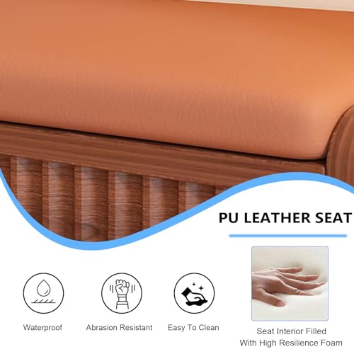 Banc à chaussures de rangement avec coussin en cuir synthétique robuste - 5
