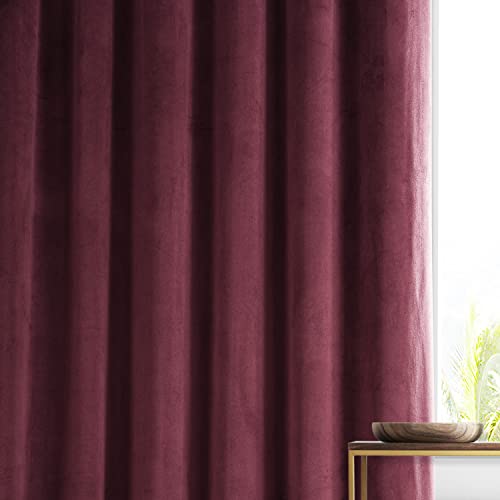Image of HPD Half Price Drapes Signature Plush Velvet Blackout Curtains for Bedroom (1 Panel), 50W X 96L Hotel Black Out Curtains for Living Room, Thermal Insulated Blackout Curtains, Pomegranate Juice
