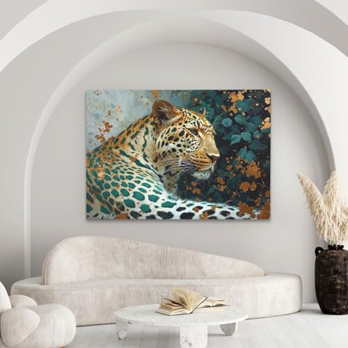 Affiche abstraite léopard pour salon moderne et décoration murale style jungle chic exotique