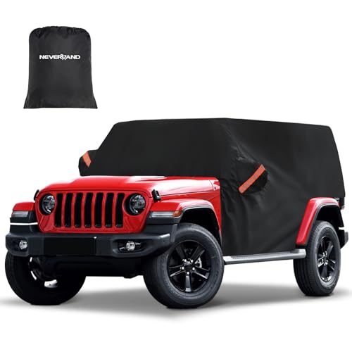 Image of NEVERLAND Cab Cover for 1987-2026 Jeep Wrangler JK JL TJ YJ CJ 2 Door, Waterproof Jeep Wrangler Half Covers 2 Door with Trunk Zipper All Weather Sun Rain Snow UV Protection, Black