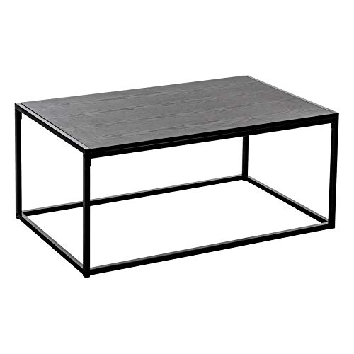 Harbour Housewares Moderner Couchtisch - Industrial-Look - schwarzes Holz/Stahlrahmen - 110 x 60 x 46 cm