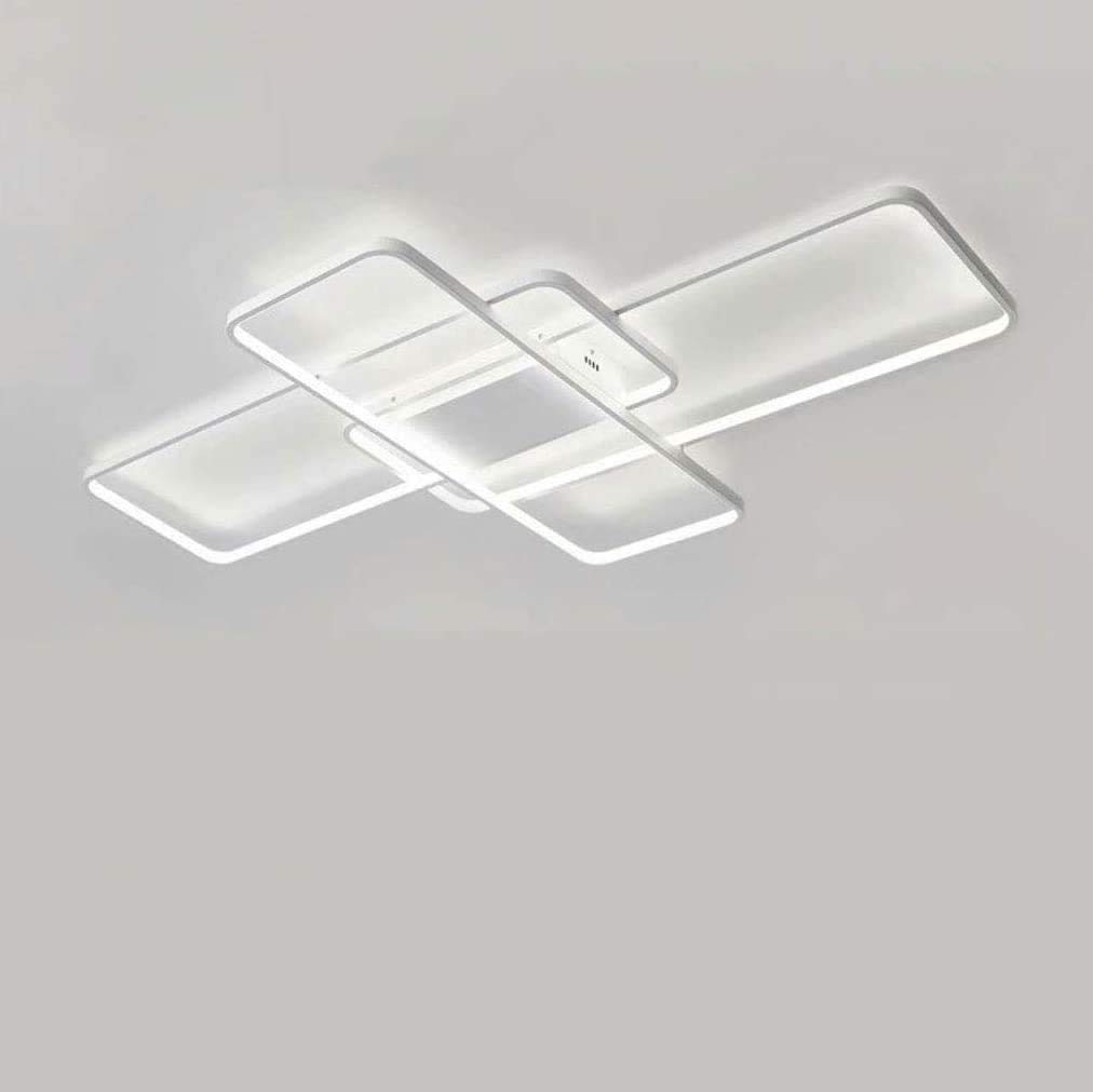 EFPD Remote Control dimmable LED Ceiling lamp Modern Chandelier Creative Rectangular Space Design Indoor Lighting Fixture (White, ◯)