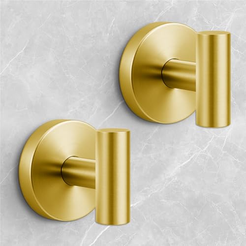 Image of Shower Hooks for Inside Shower,No-Drill Removable&Reusable Towel Hooks for Bathroom,Heavy Duty Suction Cup Hooks for Glass Window,2 Packs(Gold)