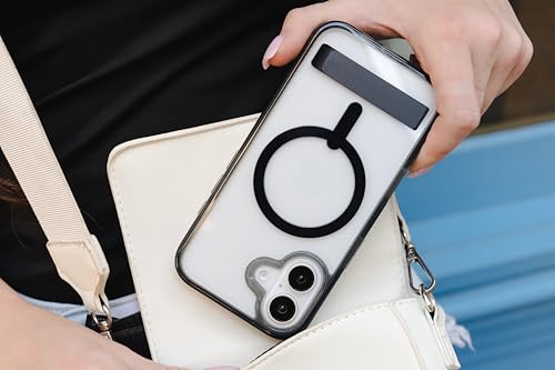 Image of ZAGG Santa Cruz Snap with Kickstand Case for iPhone 16 Plus - MagSafe Compatible, 13ft Military-Grade Drop Protection, Reinforced with Graphene, Slim Clear Case with Vibrant Color Accents, Black