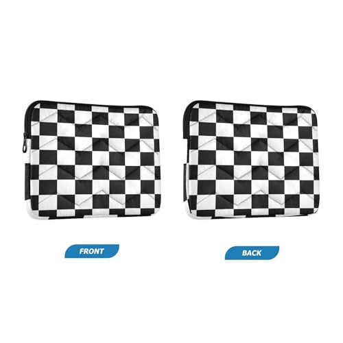 Funda para laptop 15-16 pulgadas con diseño cuadriculado blanco y negro miniatura 2